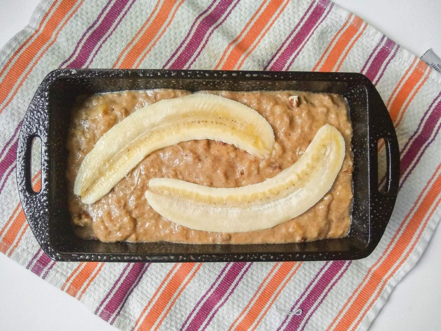 Healthy Banana Bread Loaf Pan and Banana