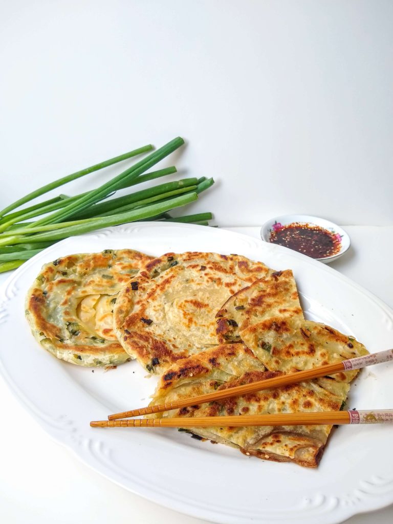 Chinese scallion pancakes Side View
