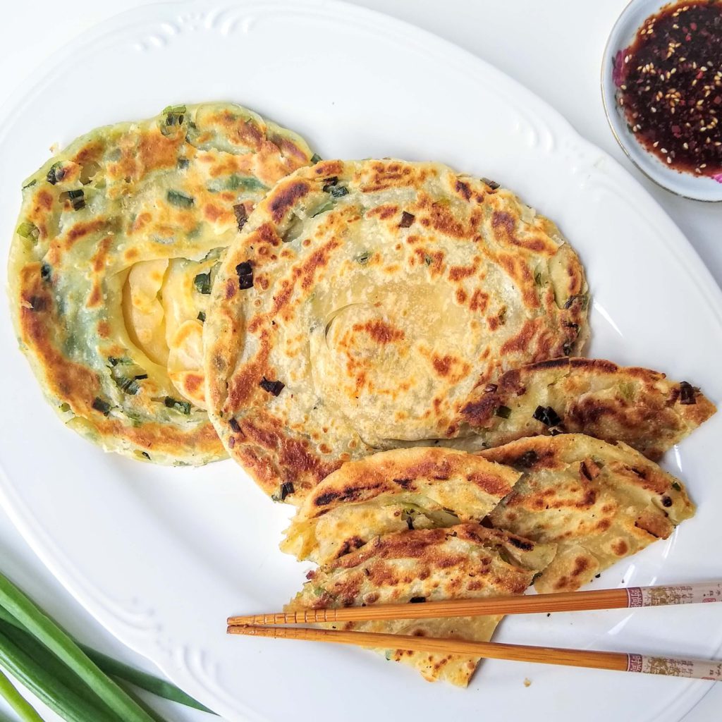 Scallion Pancakes Top View Square