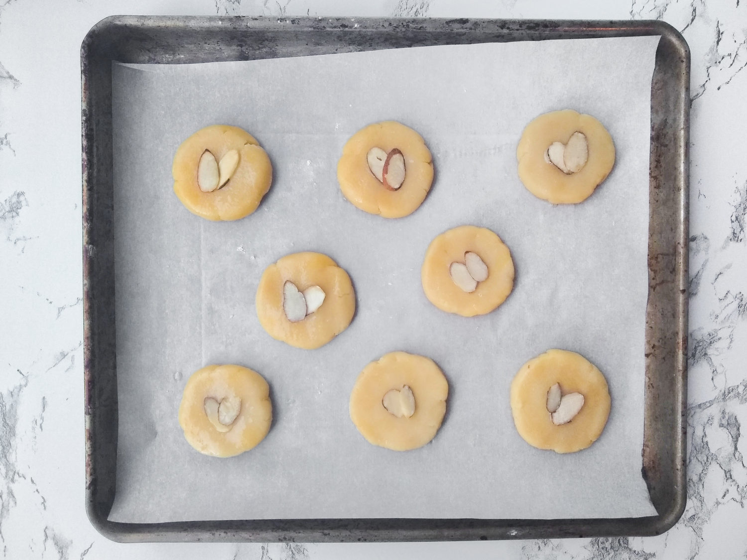 Chinese Almond Cookies About to Bake