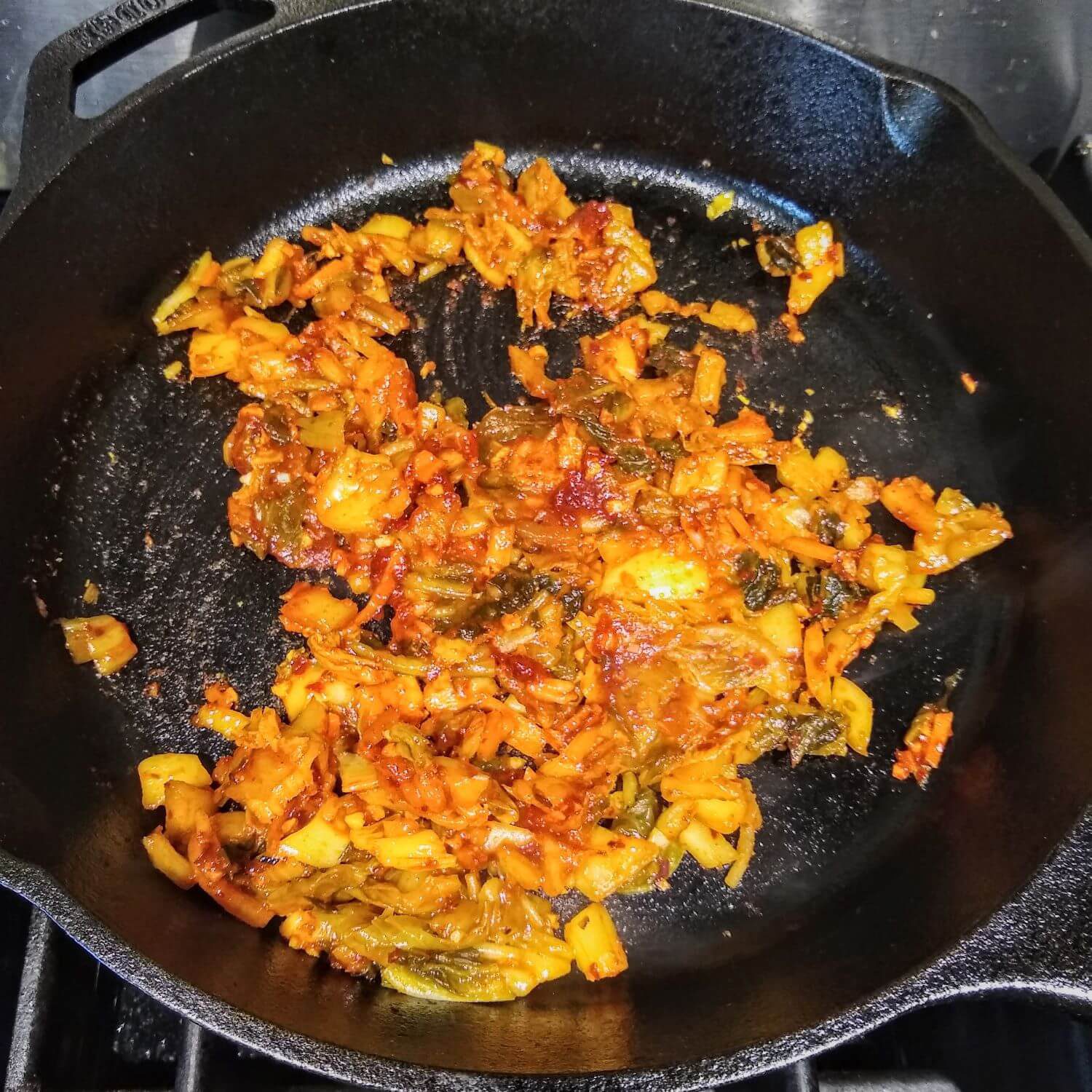 Frying the Kimchi and Gochujang