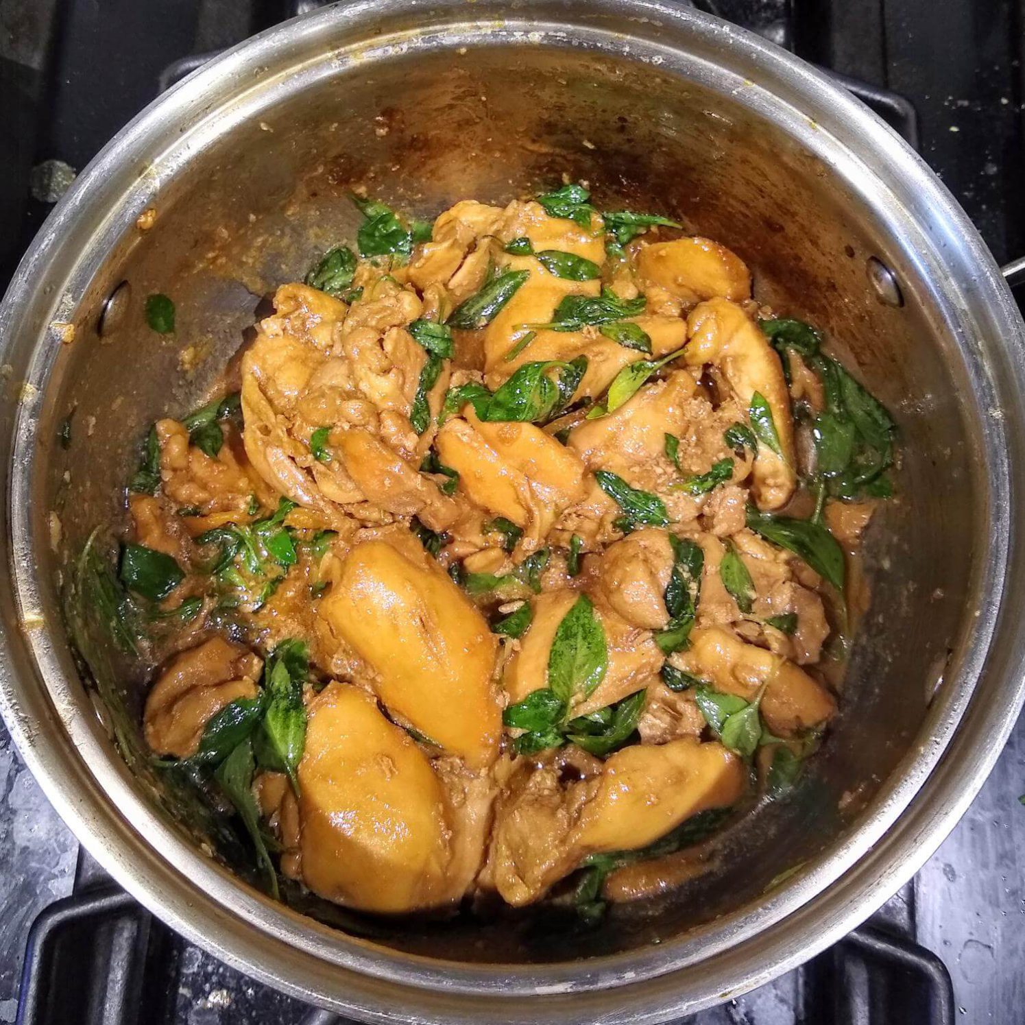 Basil Added to the Chicken