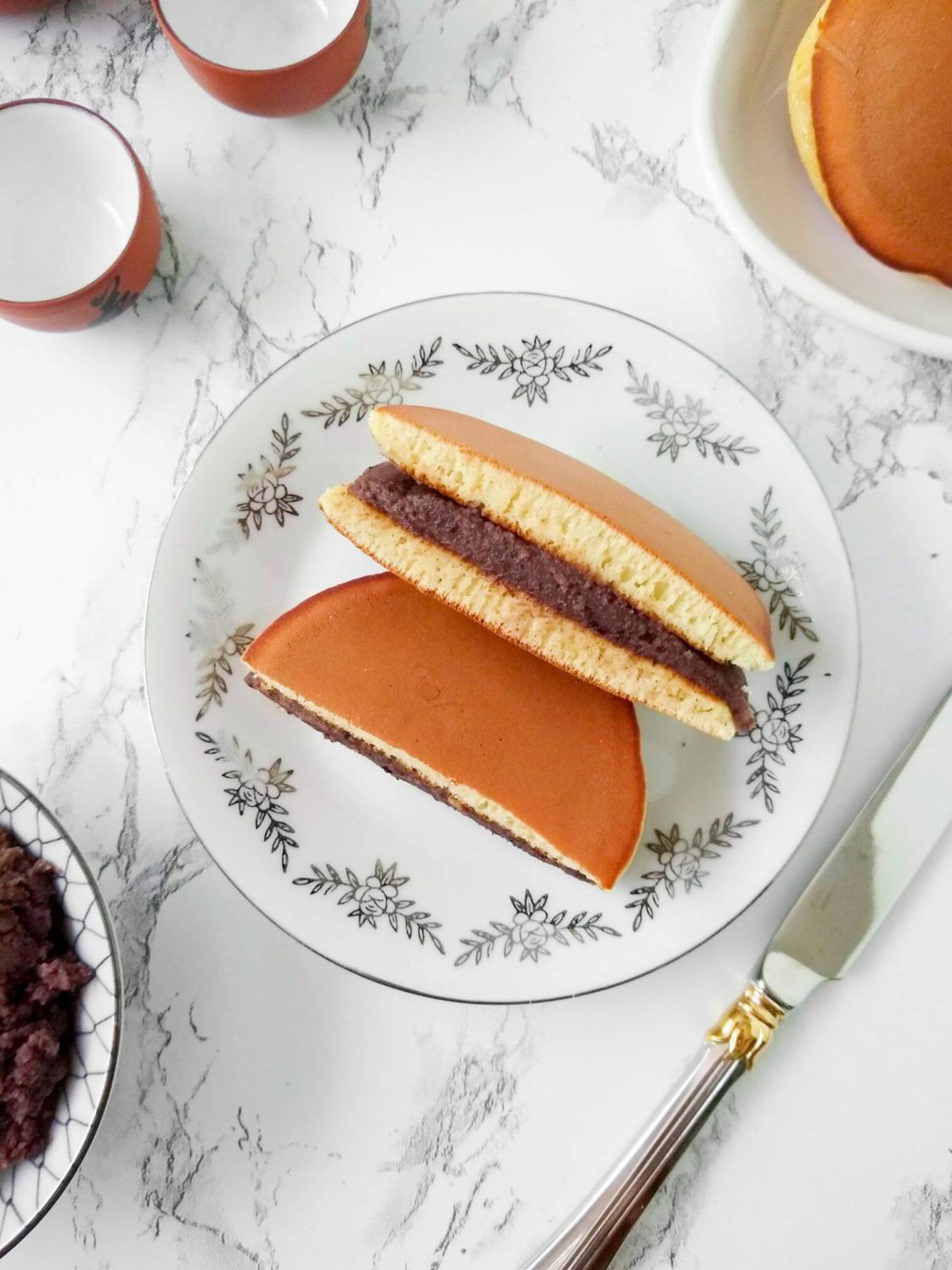 Homemade Dorayaki, Japanese Red Bean Pancake Top View