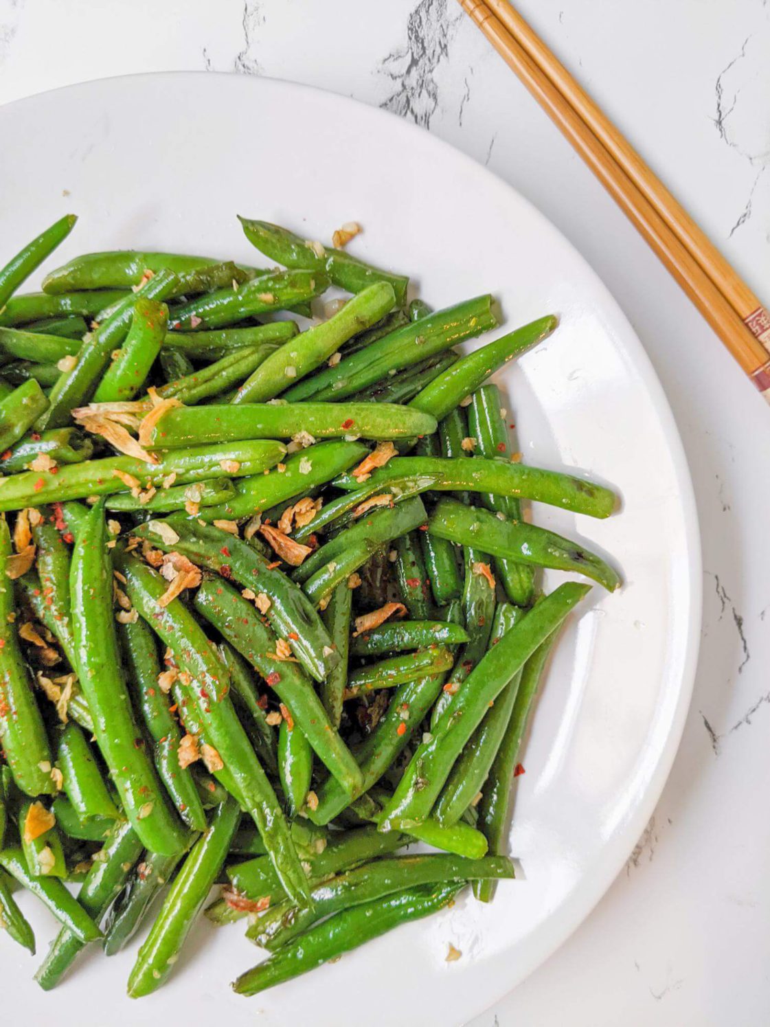 Easy Chinese style Green Beans with Shallots and Garlic Offset