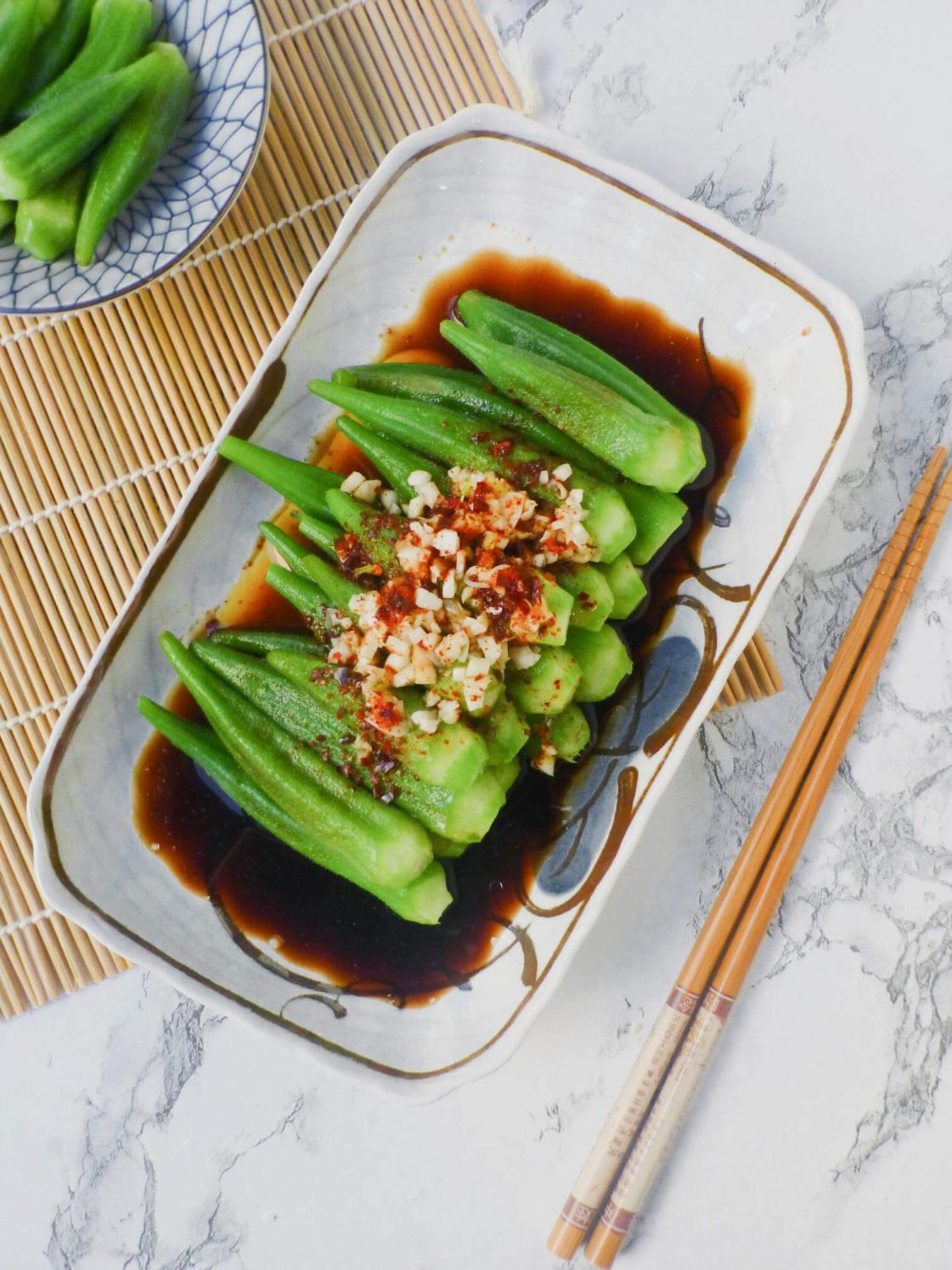 Chinese Okra Salad with Spicy Sour Garlic Sauce Top