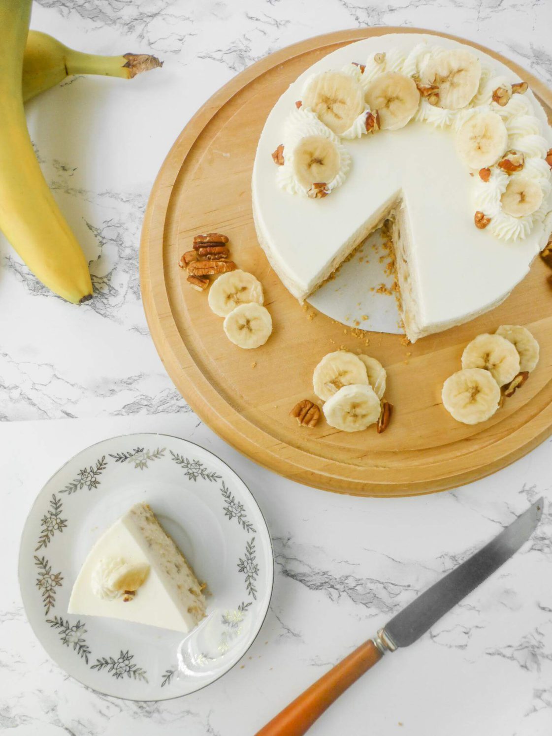 No Bake Ripe Banana Cheesecake (Japanese Rare Cheescake) Overhead