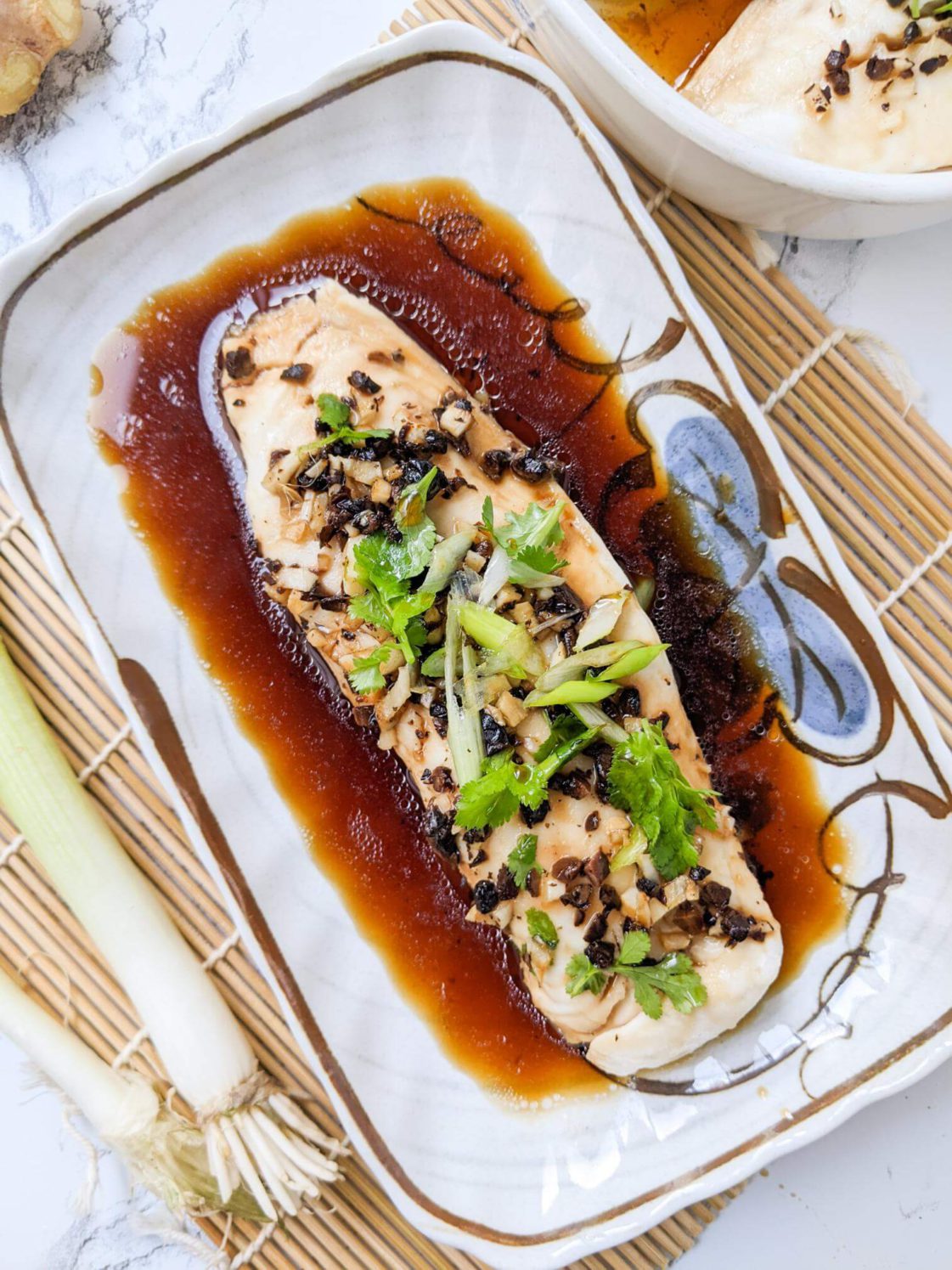 Chinese Steamed Fish Fillets with Black Bean Sauce Recipe Overhead