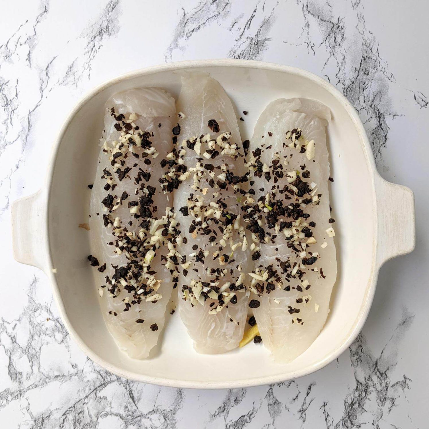 Fish with Black Bean, Garlic, and Ginger Before Steaming