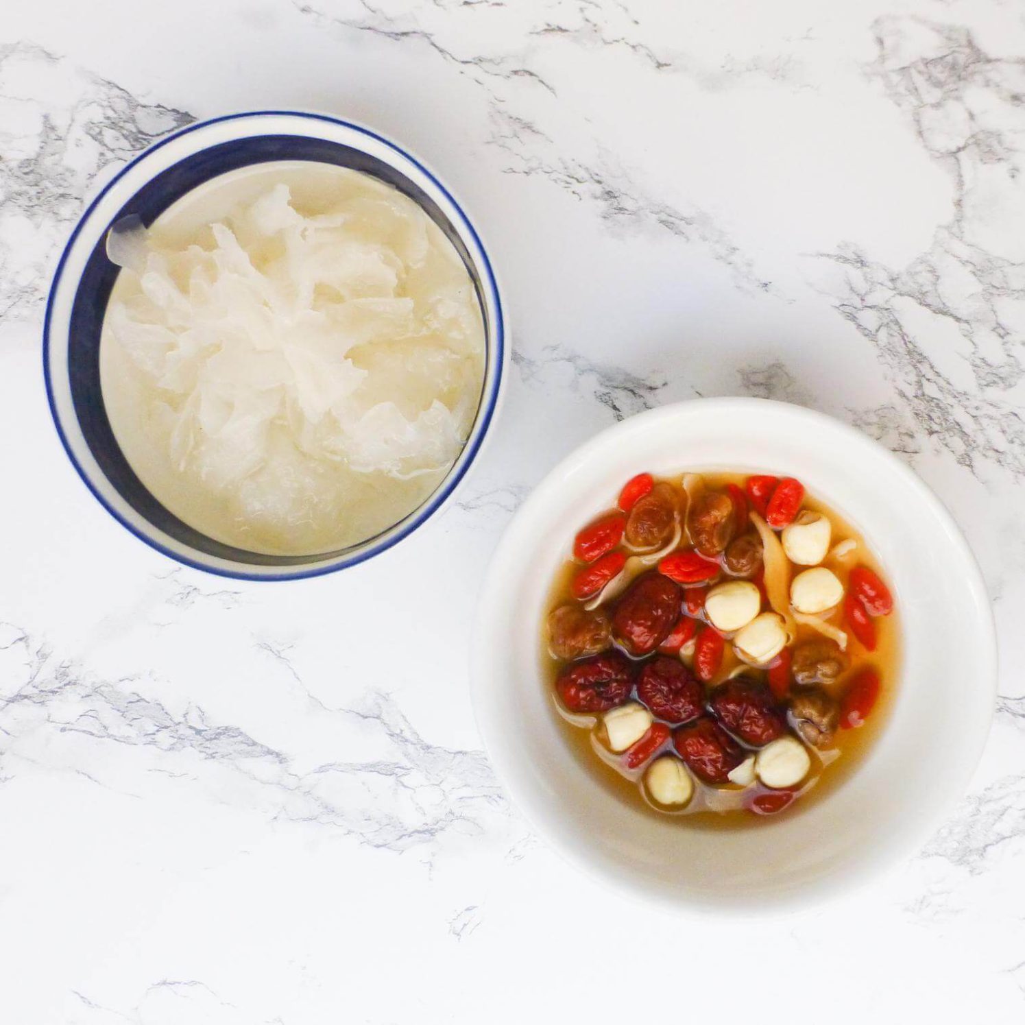 Soaking Snow Fungus Soup Ingredients