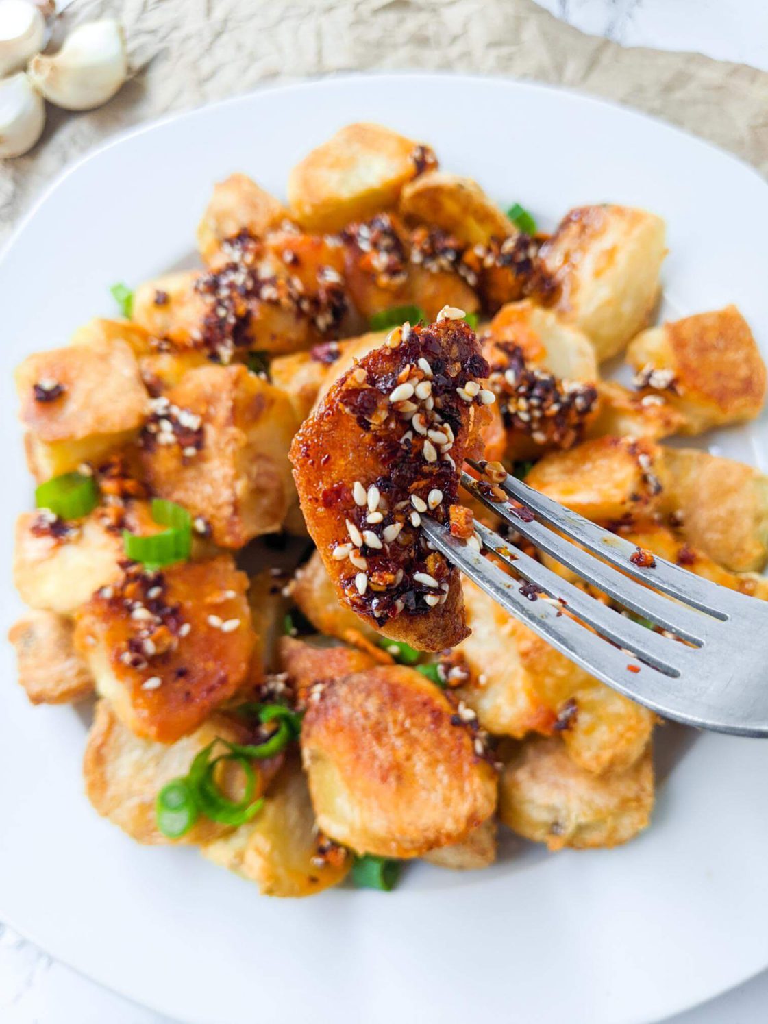 Garlic Chili Oil Potatoes (Roasted, Sichuan Style) Bite