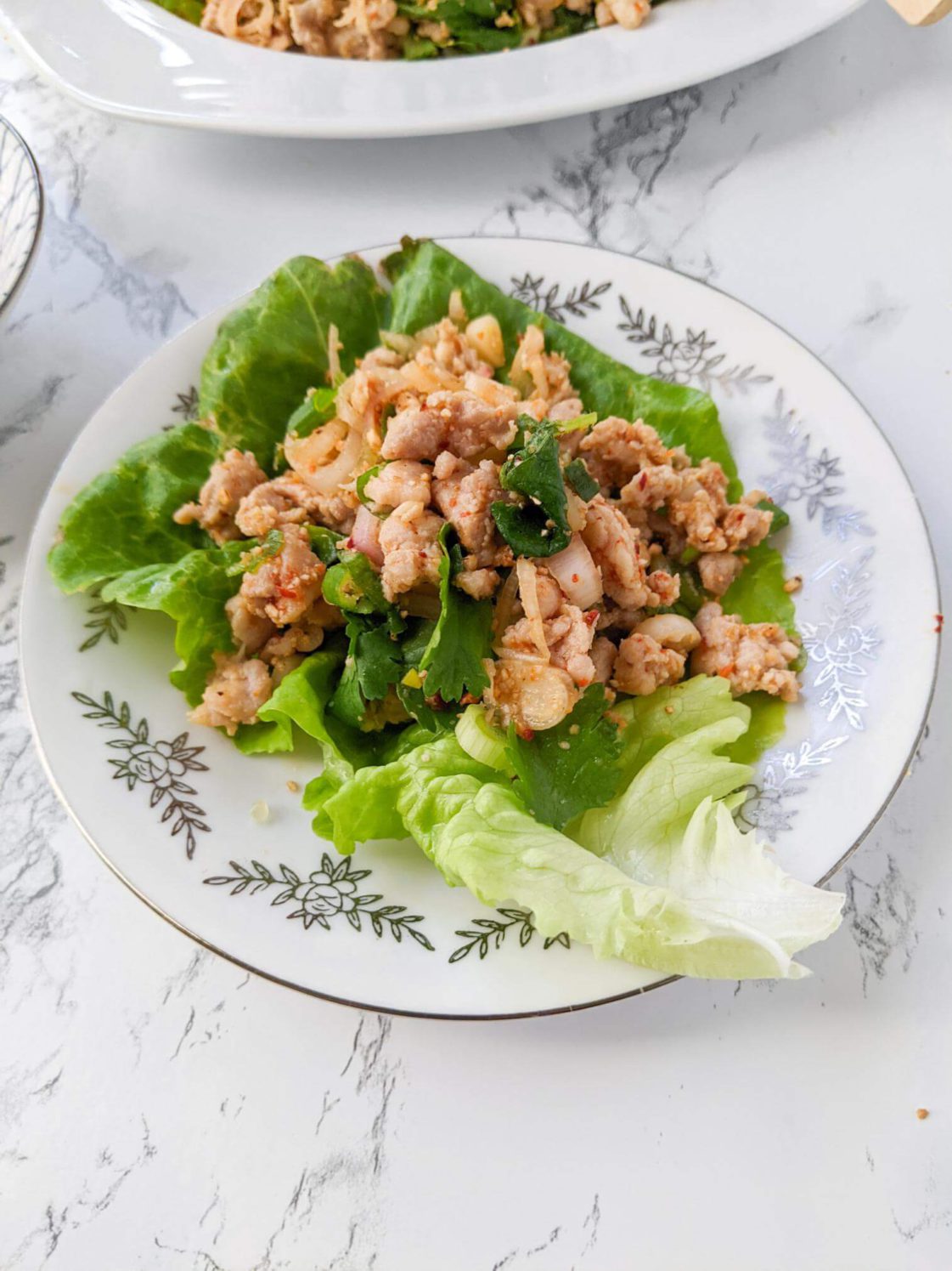 Laab Gai, Thai Chicken Larb Salad on Lettuce