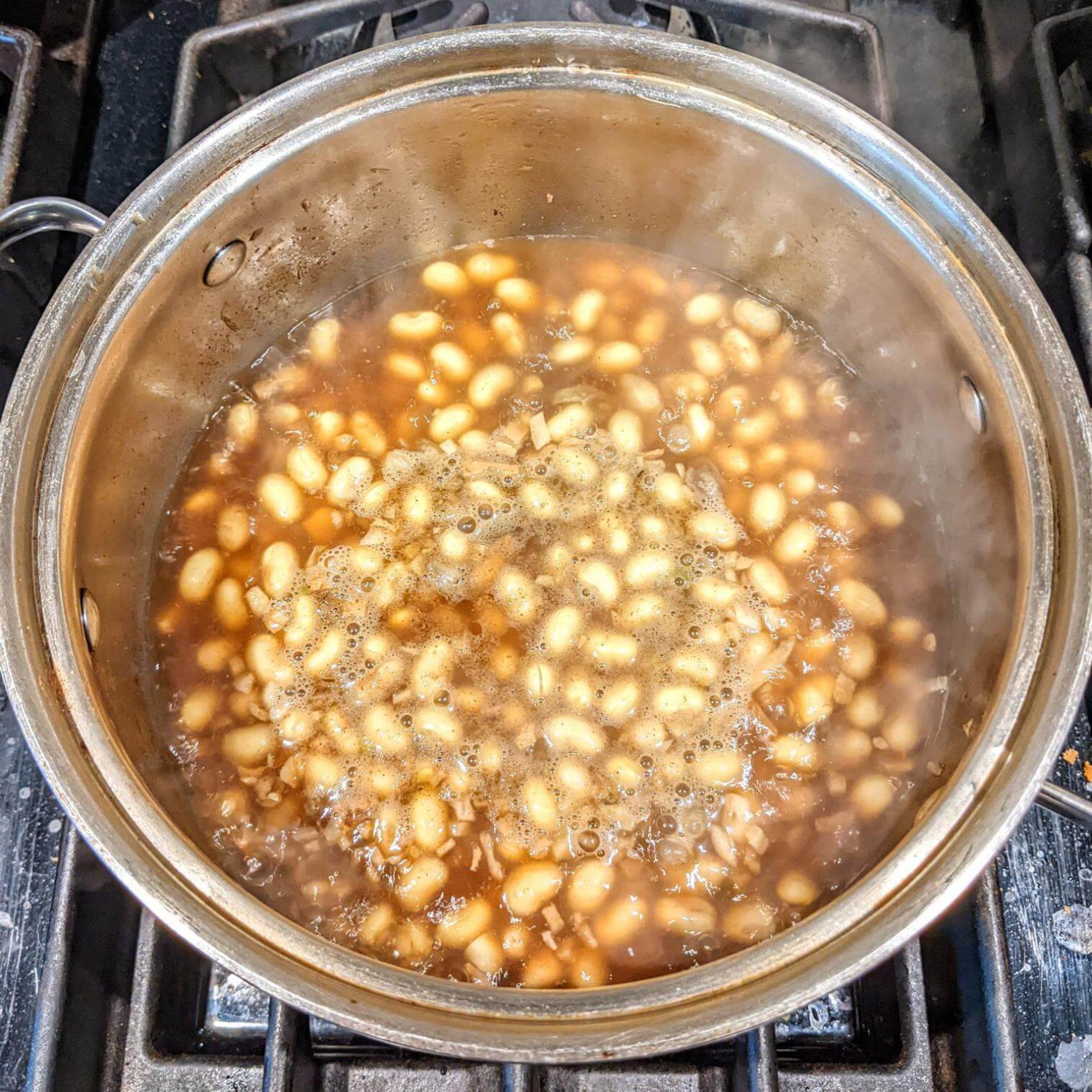 Simmering the Braised Soybeans