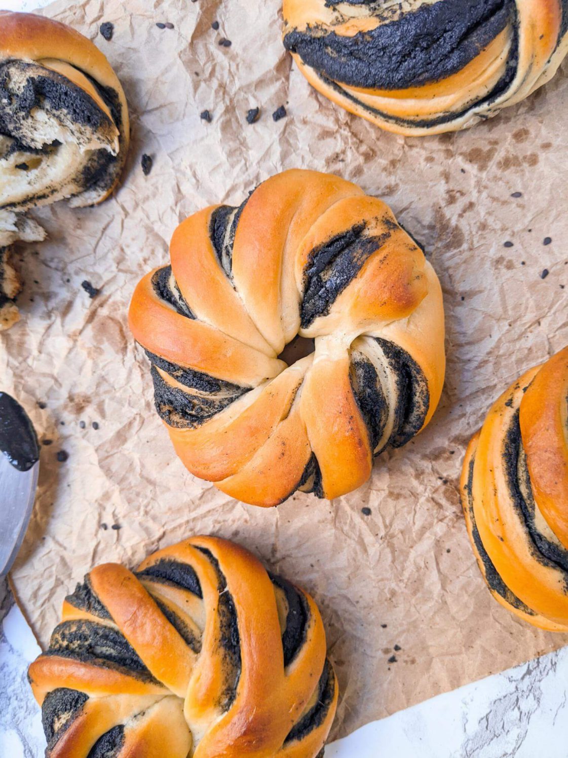 Black Sesame Milk Bread Buns