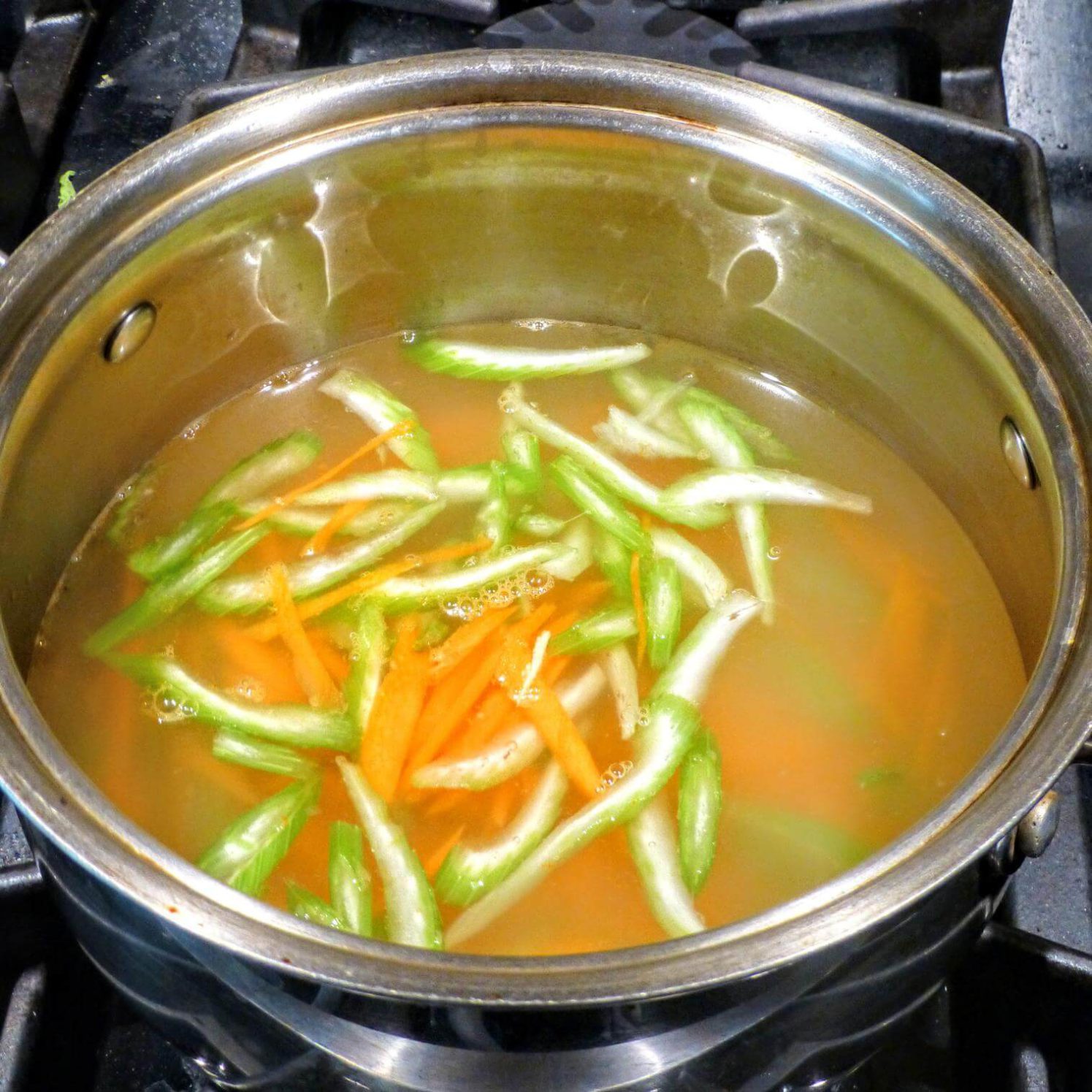blanching the vegetables