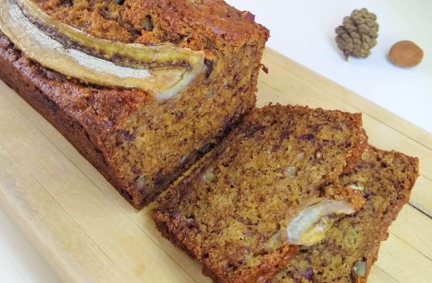 Healthy Banana Bread Whole and Sliced Square