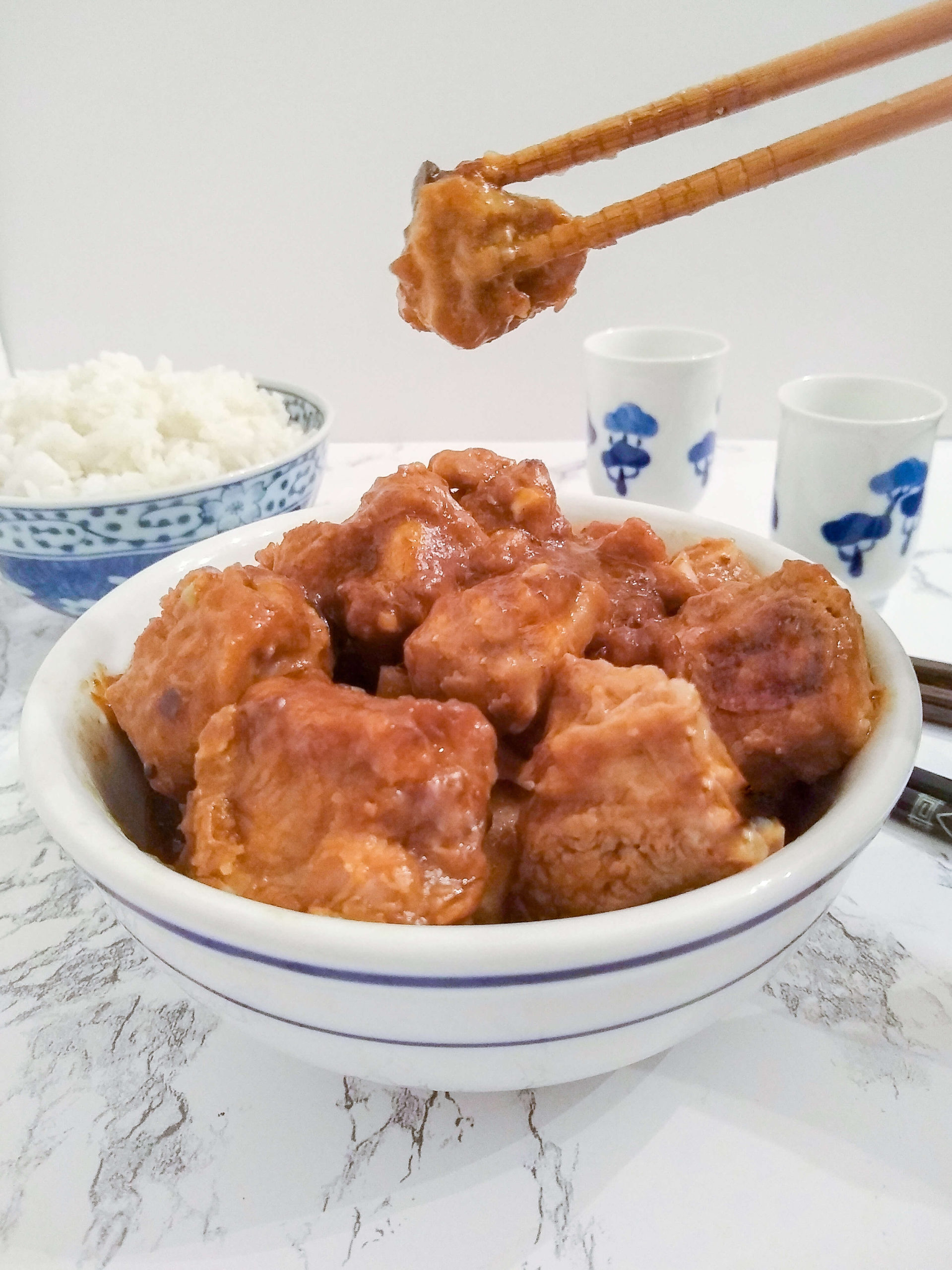 Dim sum steamed spare ribs and chopsticks