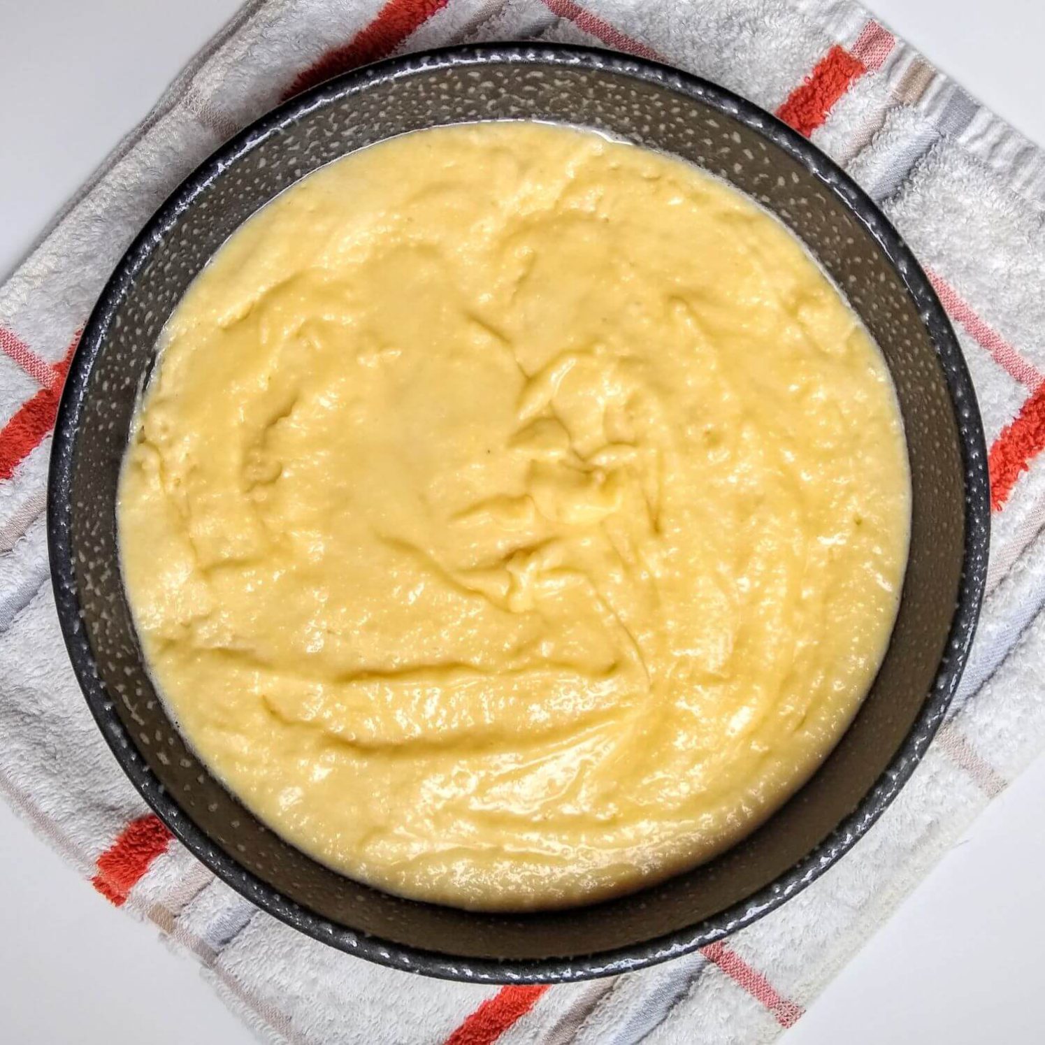 Italian Almond Cake Batter in Pan