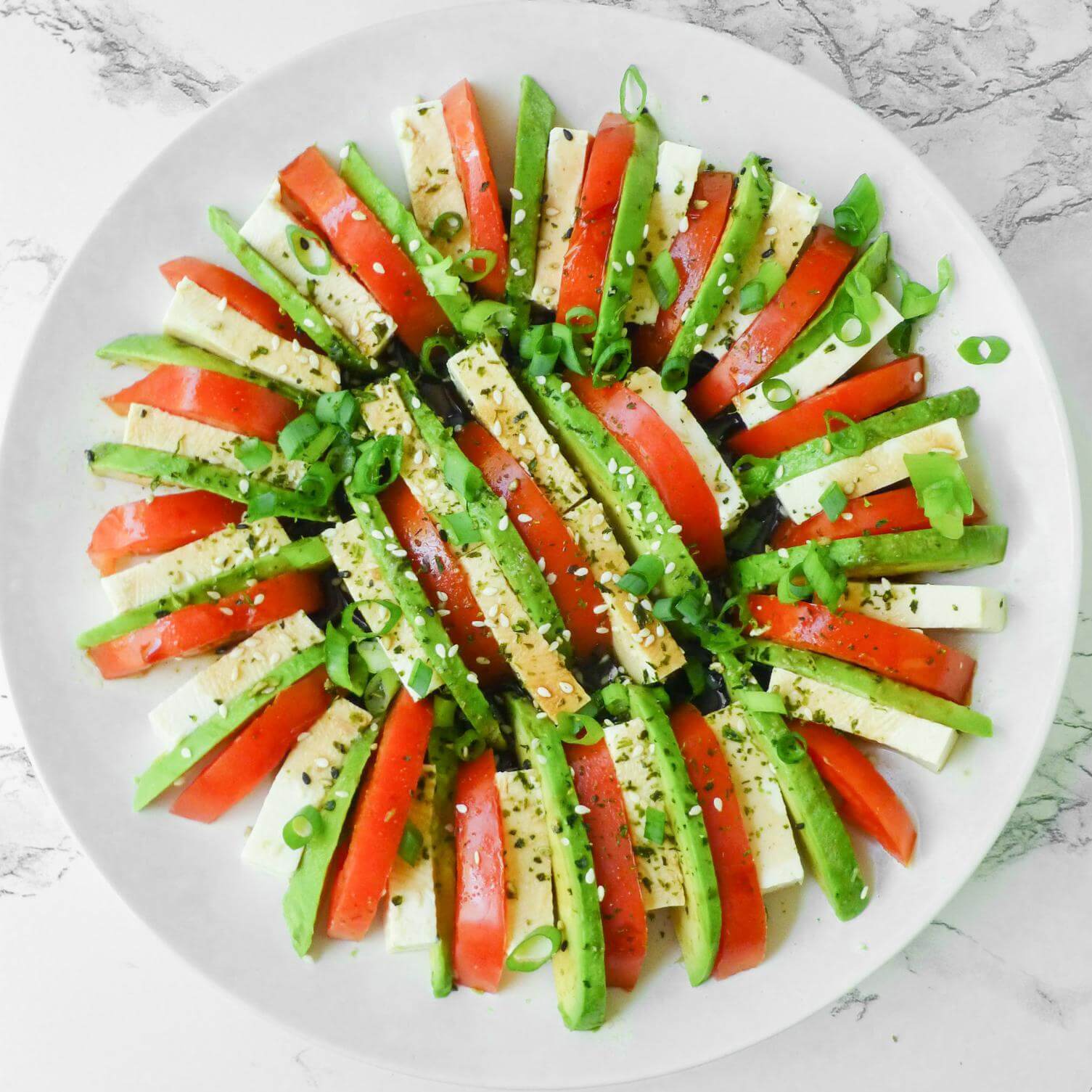 Easy Cold Tofu Salad with Tomato and Avocado - Assorted Eats