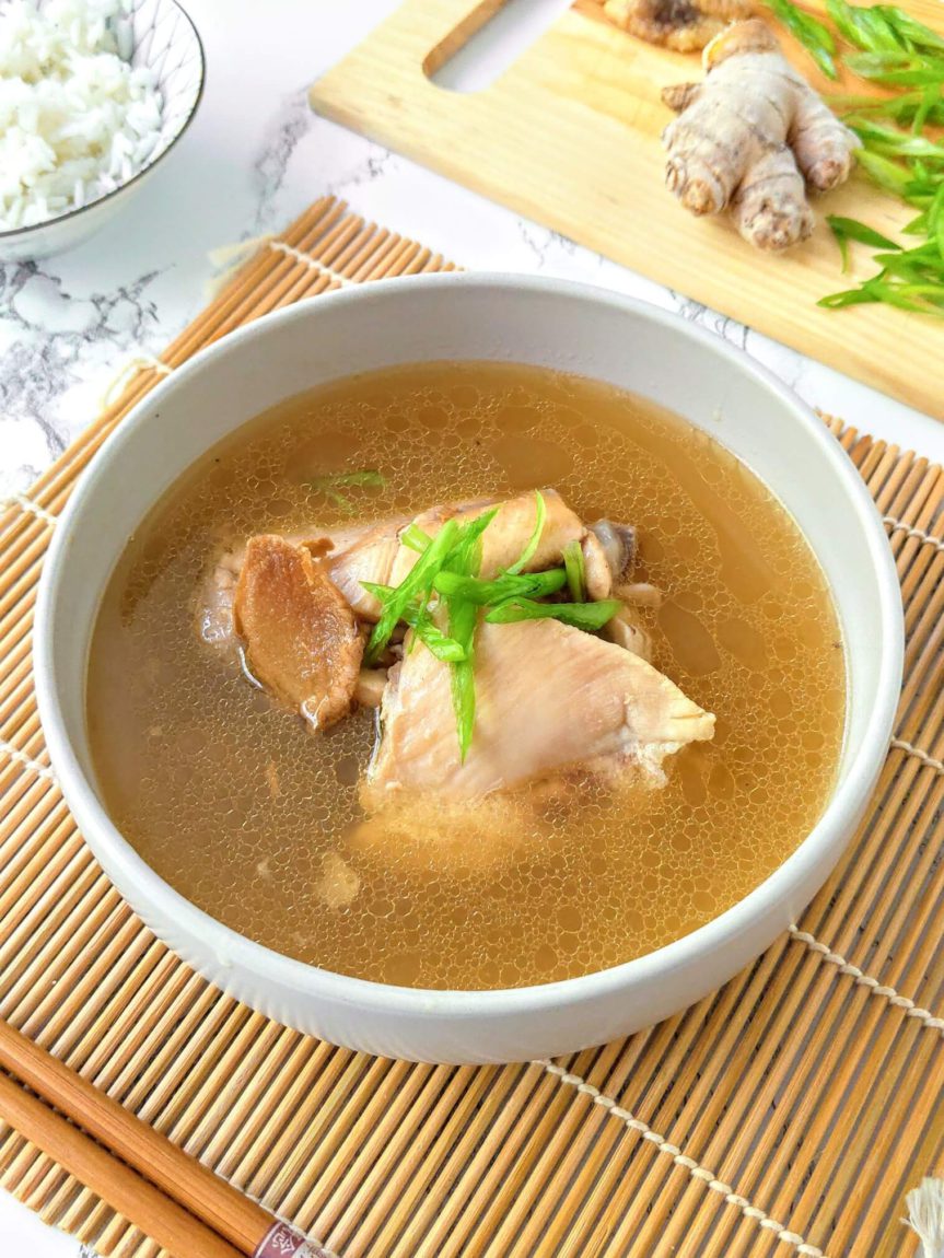 Taiwanese Sesame Oil Chicken Soup, ma you ji diagonal