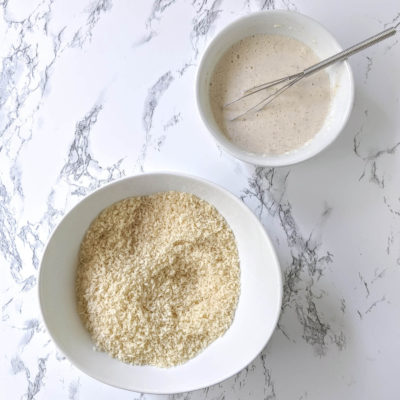 Panko and batter for mushroom fries prep